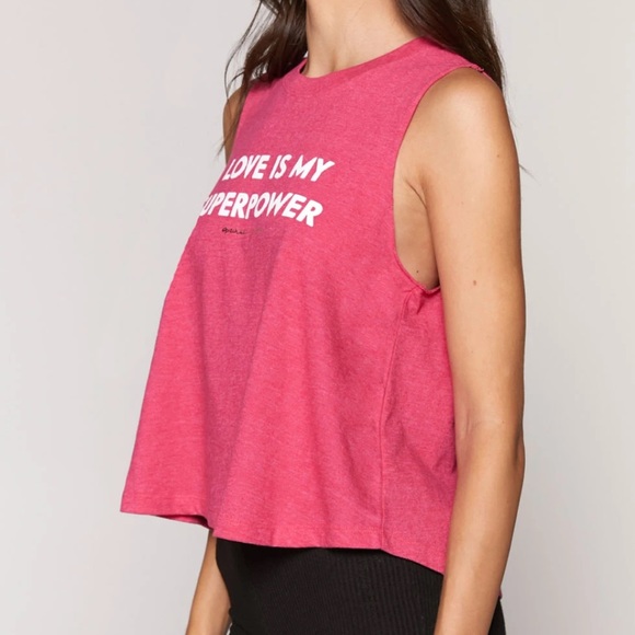 Spiritual Gangster Pink Tank Crop Top Love Superpower L - Picture 9 of 10